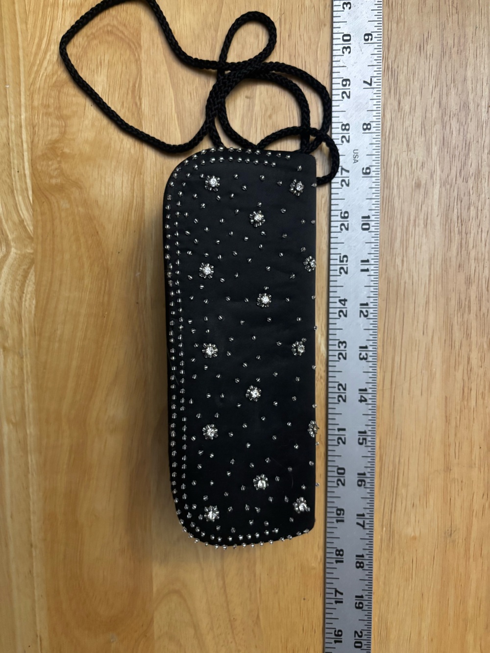 Cache Black Rhinestone-Embellished Crossbody Satchel